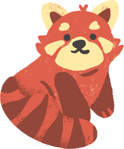 Handdrawn Textured Cute Red Panda